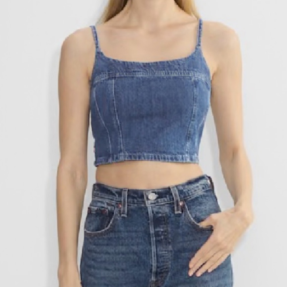 Aritzia Levi's Blue Denim Crop Top